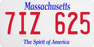 MA license plate 7IZ625