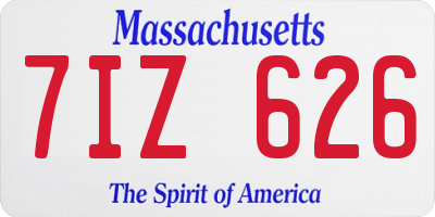 MA license plate 7IZ626