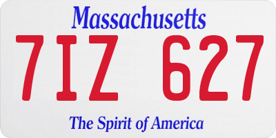MA license plate 7IZ627