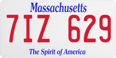 MA license plate 7IZ629