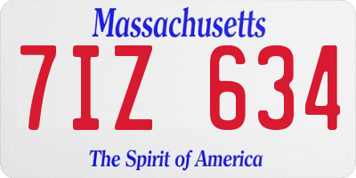 MA license plate 7IZ634