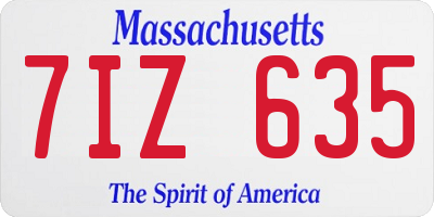 MA license plate 7IZ635