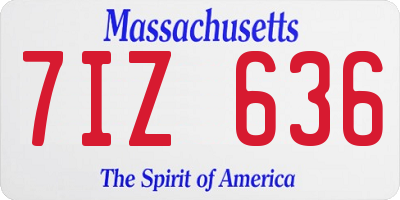 MA license plate 7IZ636