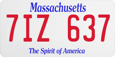 MA license plate 7IZ637