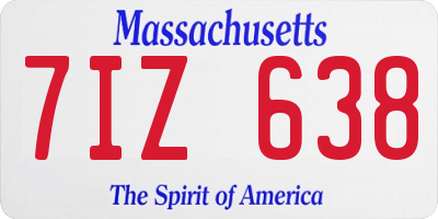 MA license plate 7IZ638