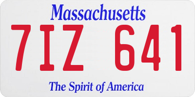 MA license plate 7IZ641