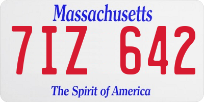 MA license plate 7IZ642