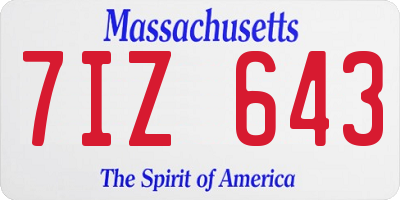 MA license plate 7IZ643