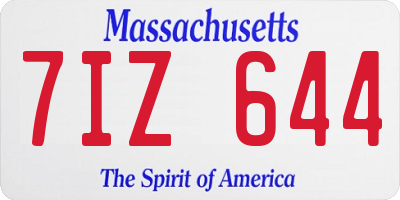 MA license plate 7IZ644