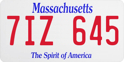 MA license plate 7IZ645