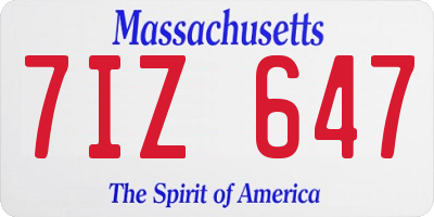 MA license plate 7IZ647