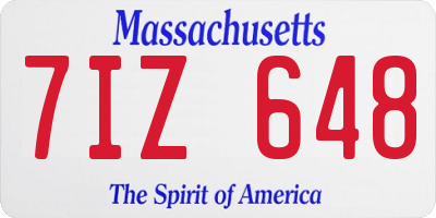 MA license plate 7IZ648
