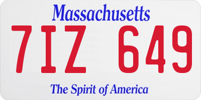MA license plate 7IZ649