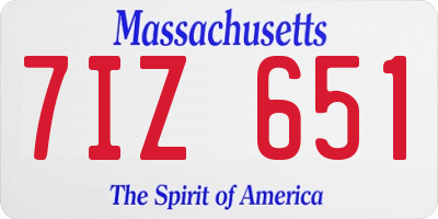 MA license plate 7IZ651