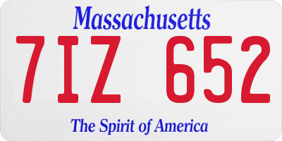 MA license plate 7IZ652