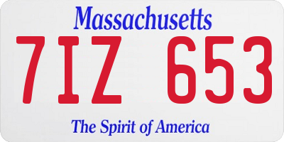 MA license plate 7IZ653