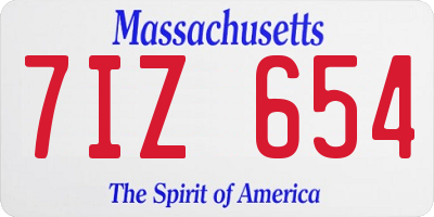 MA license plate 7IZ654