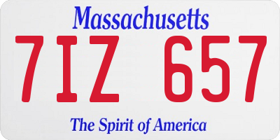 MA license plate 7IZ657