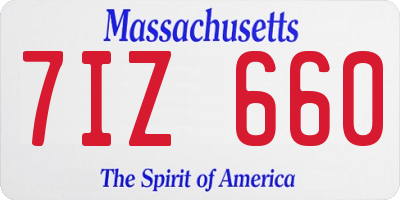 MA license plate 7IZ660