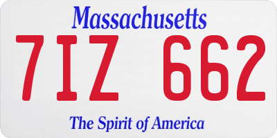 MA license plate 7IZ662