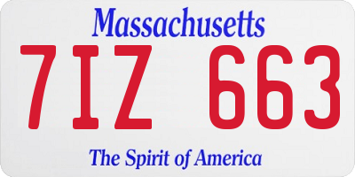 MA license plate 7IZ663