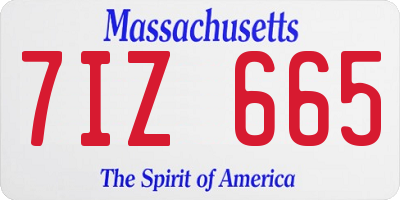 MA license plate 7IZ665