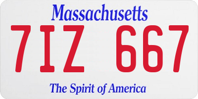 MA license plate 7IZ667