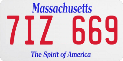 MA license plate 7IZ669