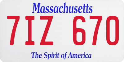 MA license plate 7IZ670