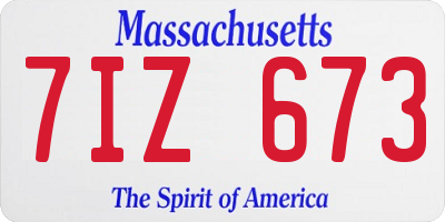 MA license plate 7IZ673