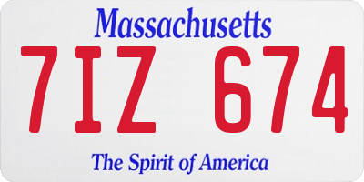 MA license plate 7IZ674