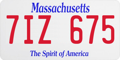 MA license plate 7IZ675