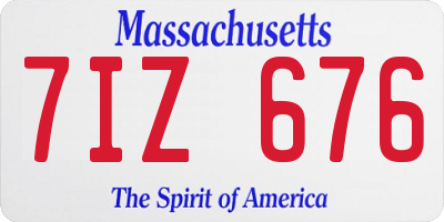 MA license plate 7IZ676