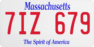 MA license plate 7IZ679