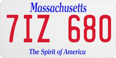 MA license plate 7IZ680