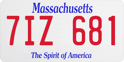 MA license plate 7IZ681