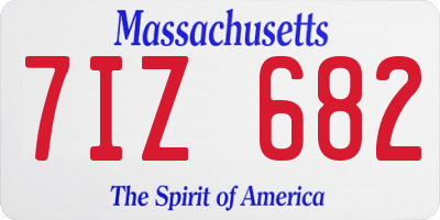 MA license plate 7IZ682