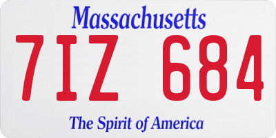 MA license plate 7IZ684