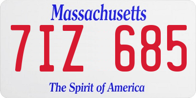 MA license plate 7IZ685