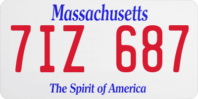 MA license plate 7IZ687