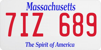 MA license plate 7IZ689
