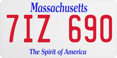MA license plate 7IZ690