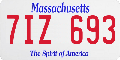 MA license plate 7IZ693