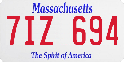 MA license plate 7IZ694