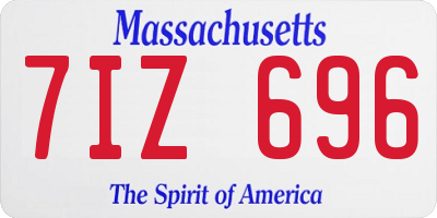 MA license plate 7IZ696