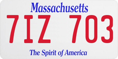 MA license plate 7IZ703