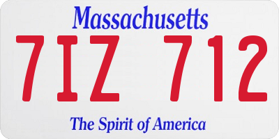 MA license plate 7IZ712
