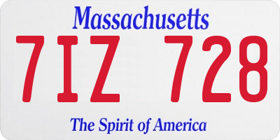 MA license plate 7IZ728