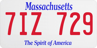 MA license plate 7IZ729
