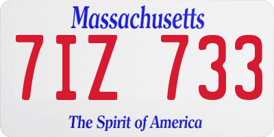 MA license plate 7IZ733